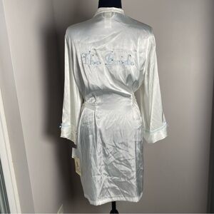 In Bloom By Jonquil XL white The Bride rhinestone satin robe NWT